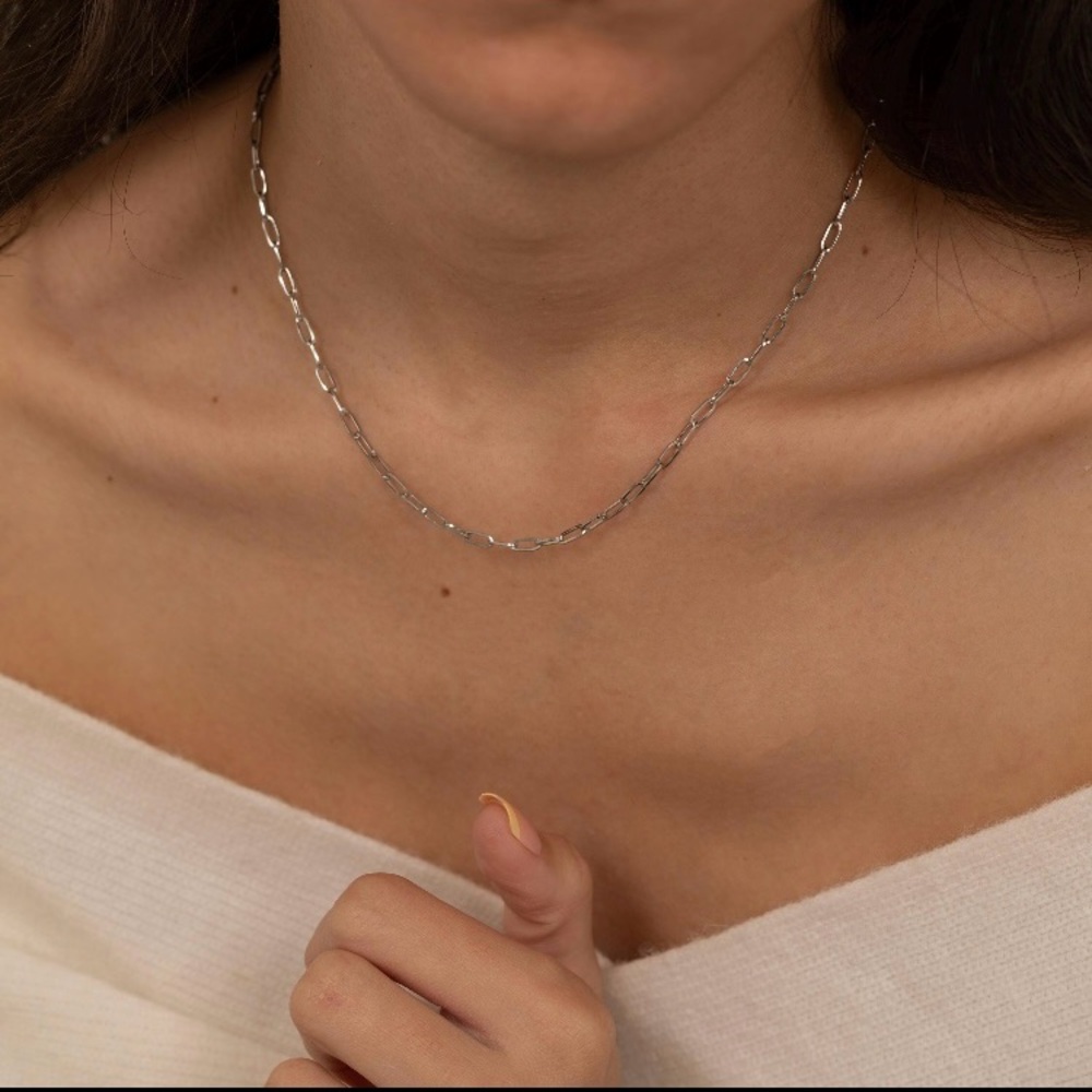 Stainless steel mini paperclip necklace